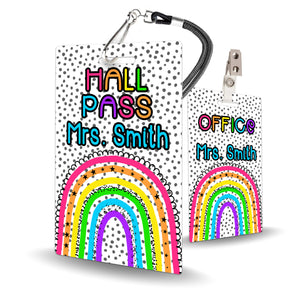 Painted Rainbow Theme Classroom Hall Pass Set of 10