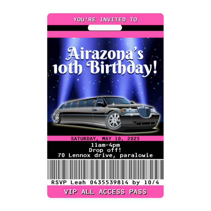 Limo Birthday Invitation