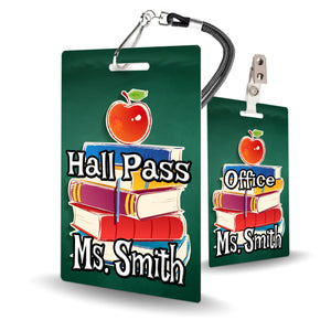 Apple with Books Theme Classroom Hall Pass Set of 10