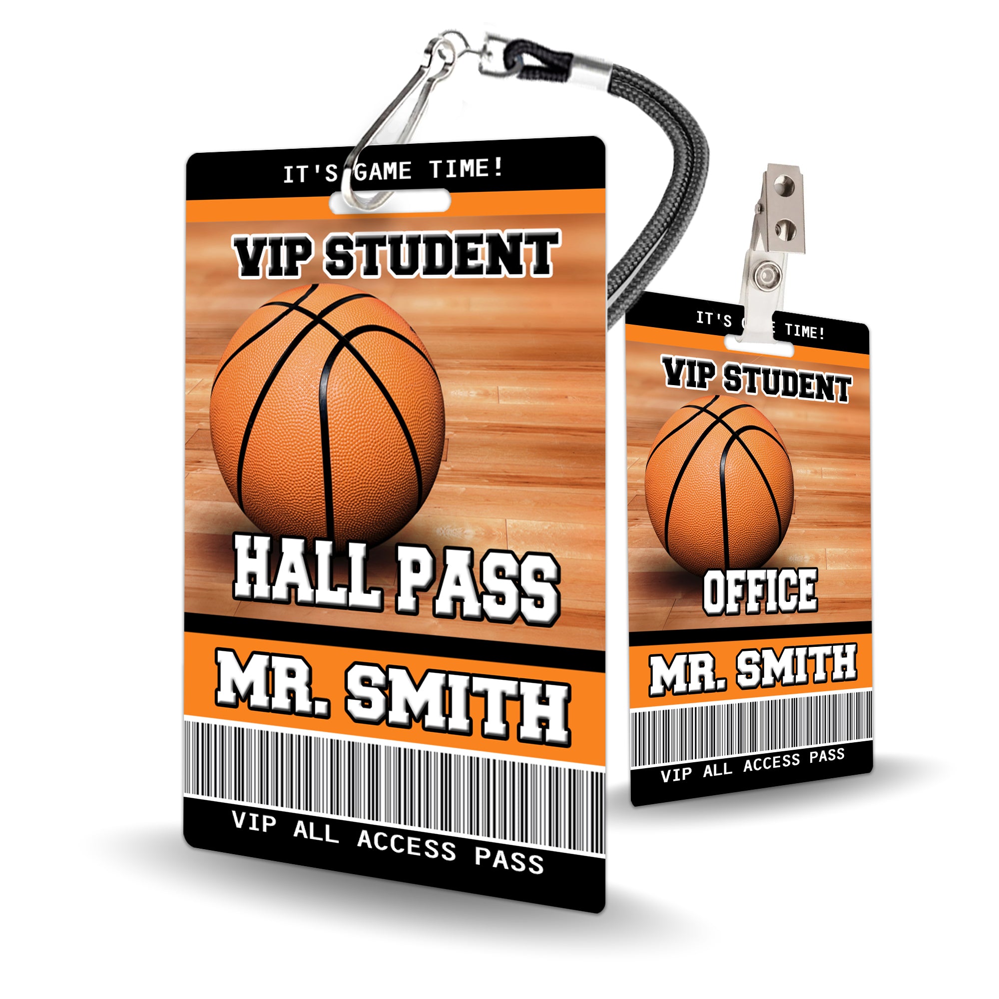 Basketball Theme Classroom Hall Pass Set of 10