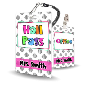 Black, White, and Brights by Joey Udovich Theme Classroom Hall Pass Set of 10