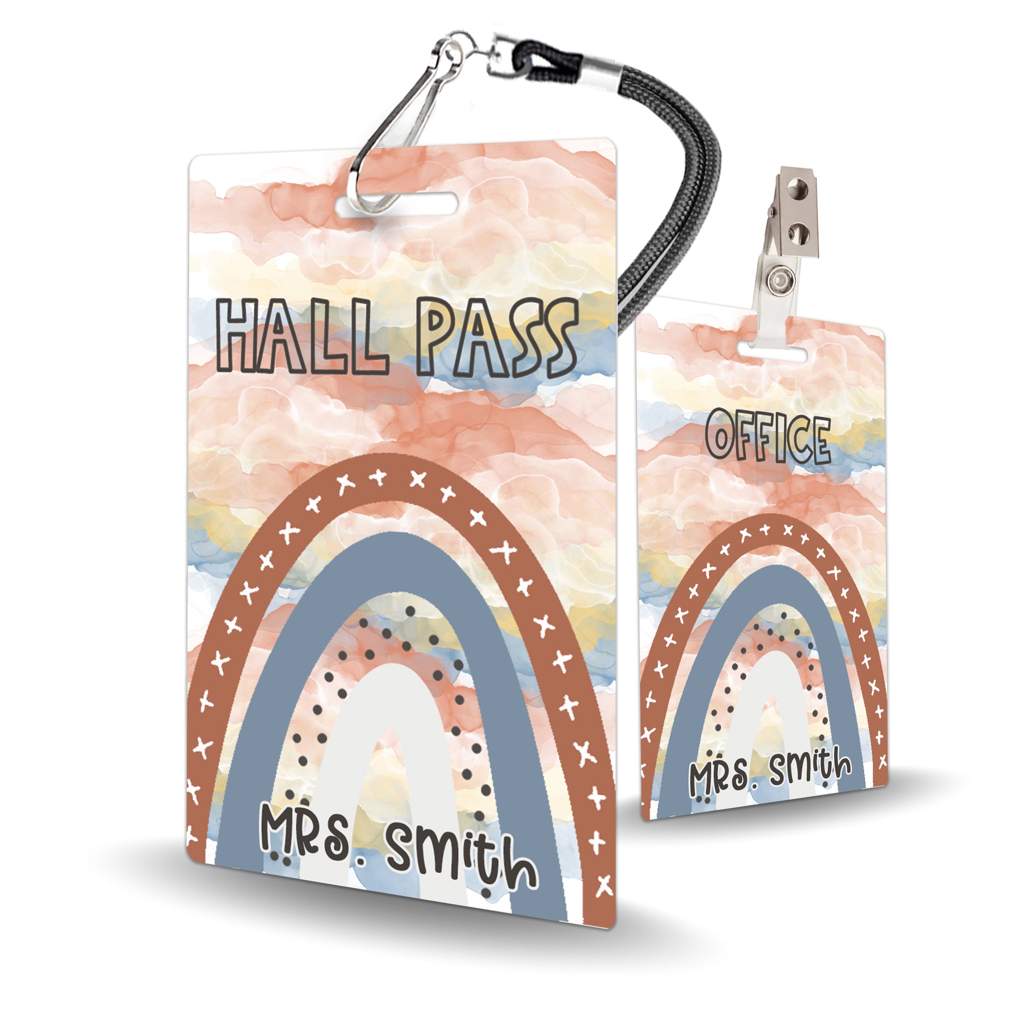 Boho Rainbows Theme Classroom Hall Pass Set of 10
