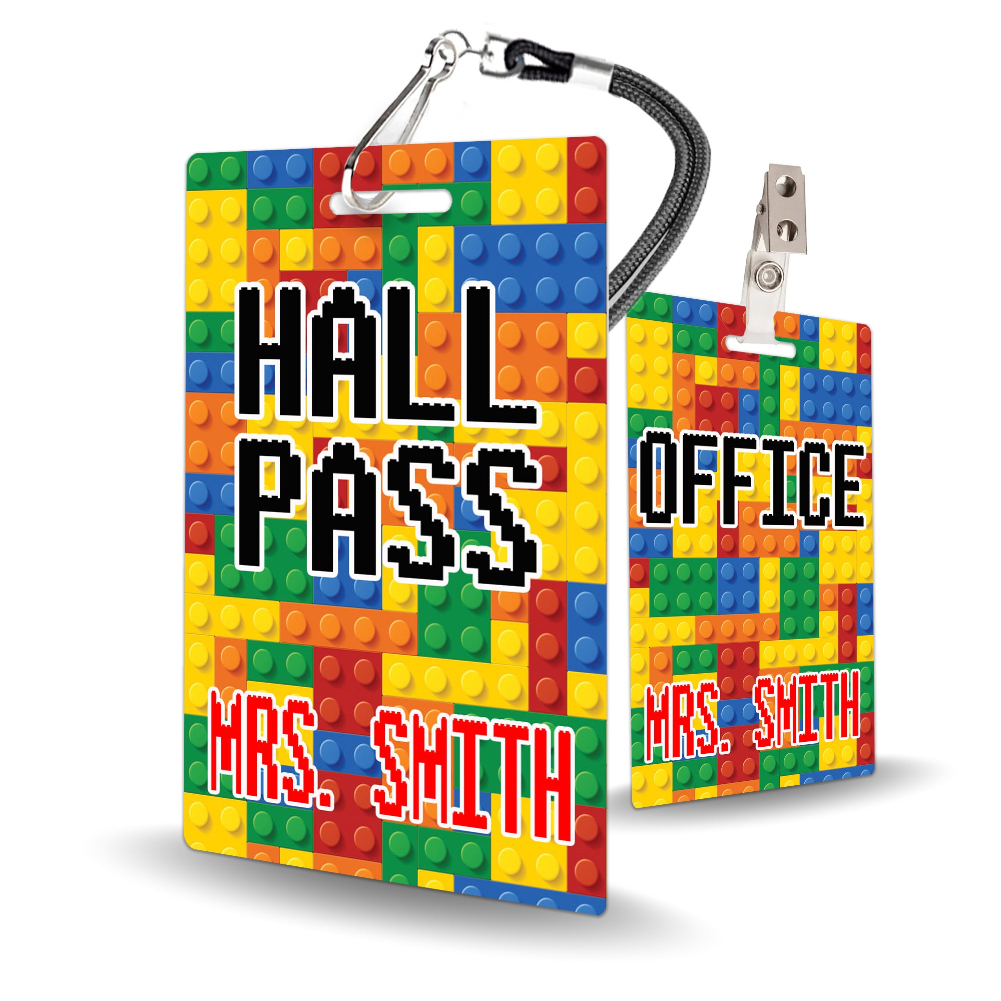 Bricks Theme Classroom Hall Pass Set of 10