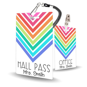 Chevron Rainbow Theme Classroom Hall Pass Set of 10