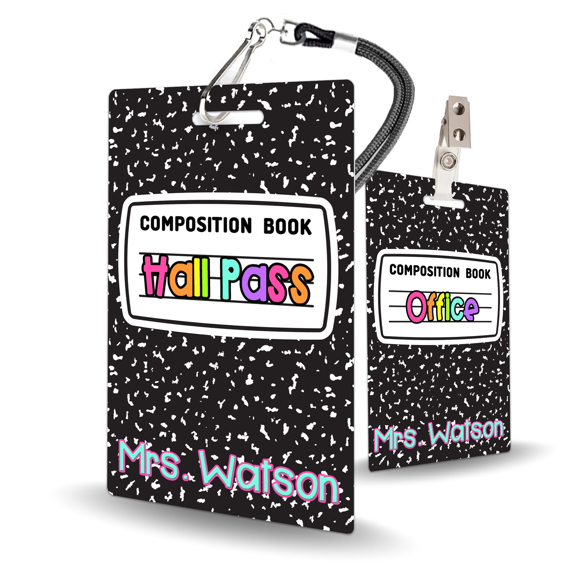 Composition Book Theme Classroom Hall Pass Set of 10