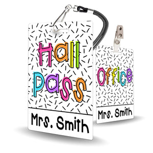 Confetti Brights Theme Classroom Hall Pass Set of 10