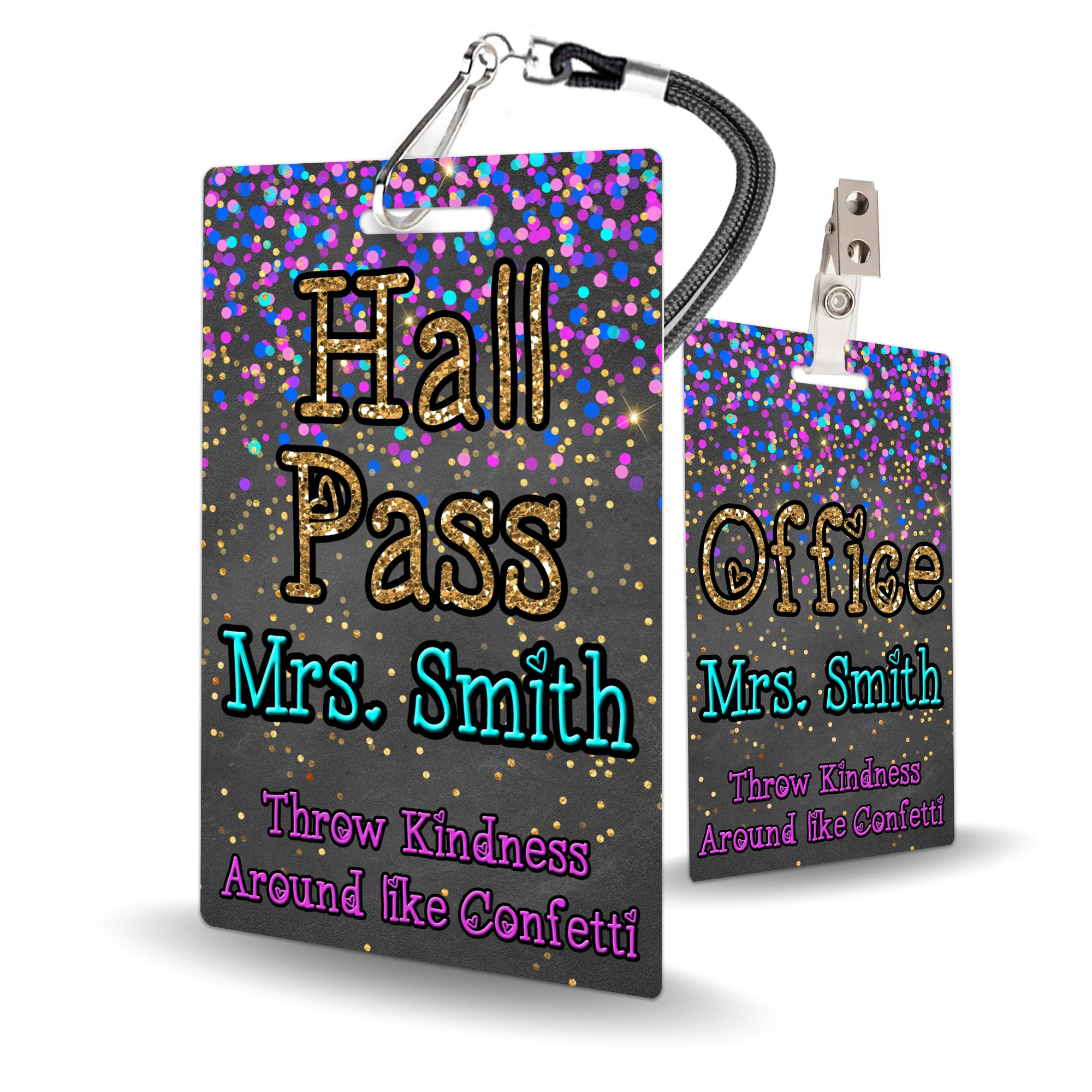 Confetti Theme Classroom Hall Pass Set of 10