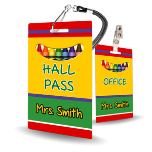 Crayon Theme Classroom Hall Pass Set of 10