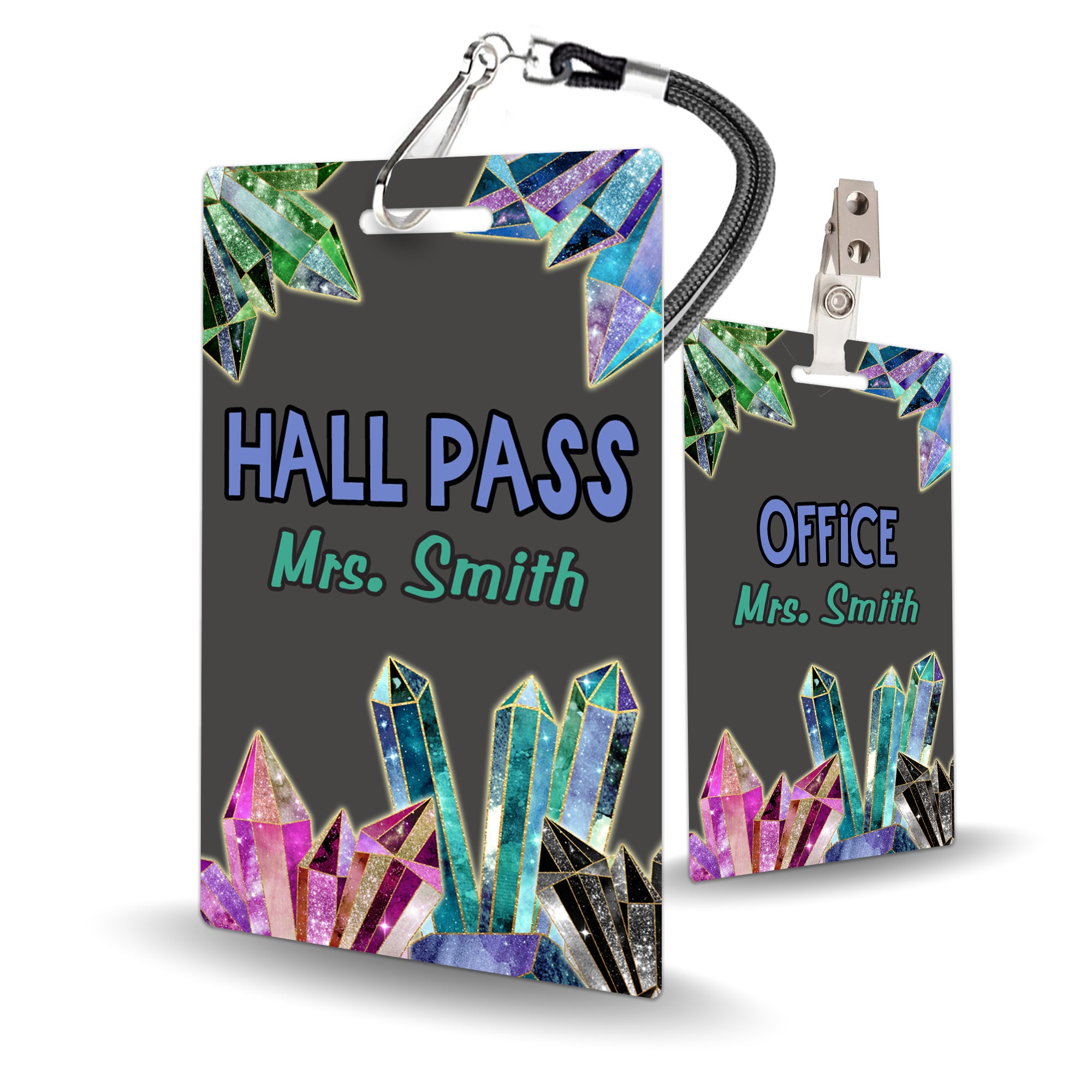 Crystals Theme Classroom Hall Pass Set of 10