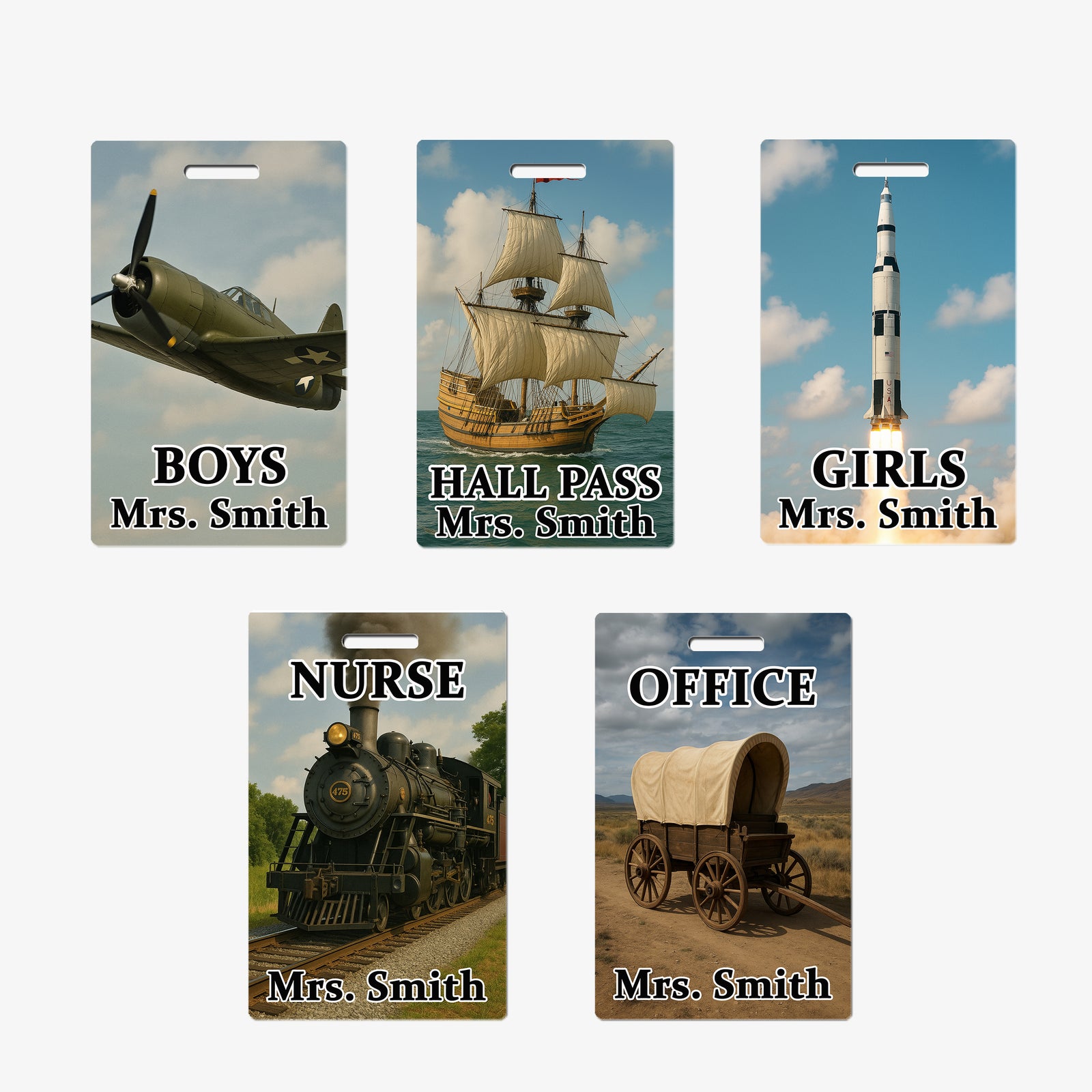 US History Transportation Hall Passes (Set of 10)