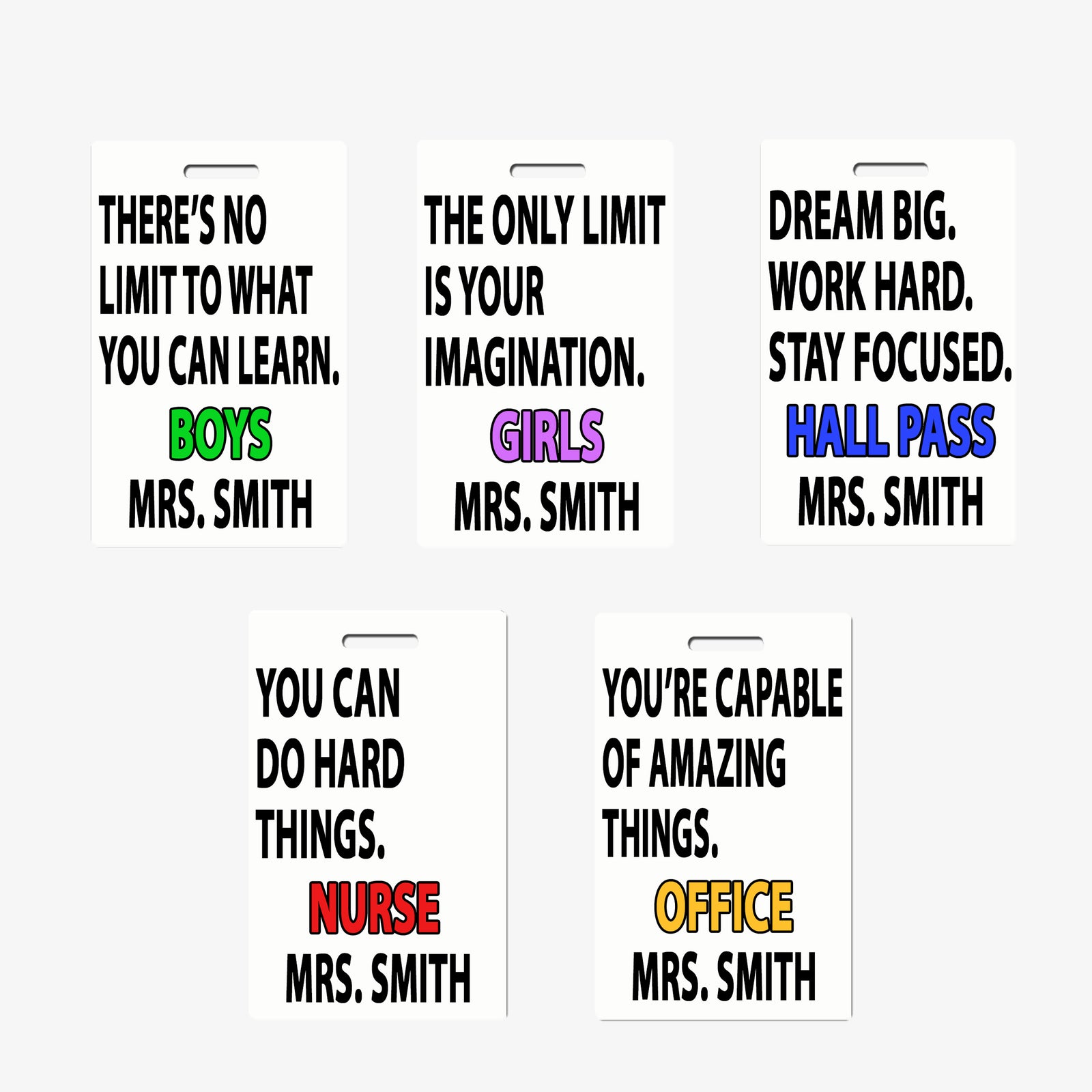 Inspirational Quote Hall Passes (Set of 10)