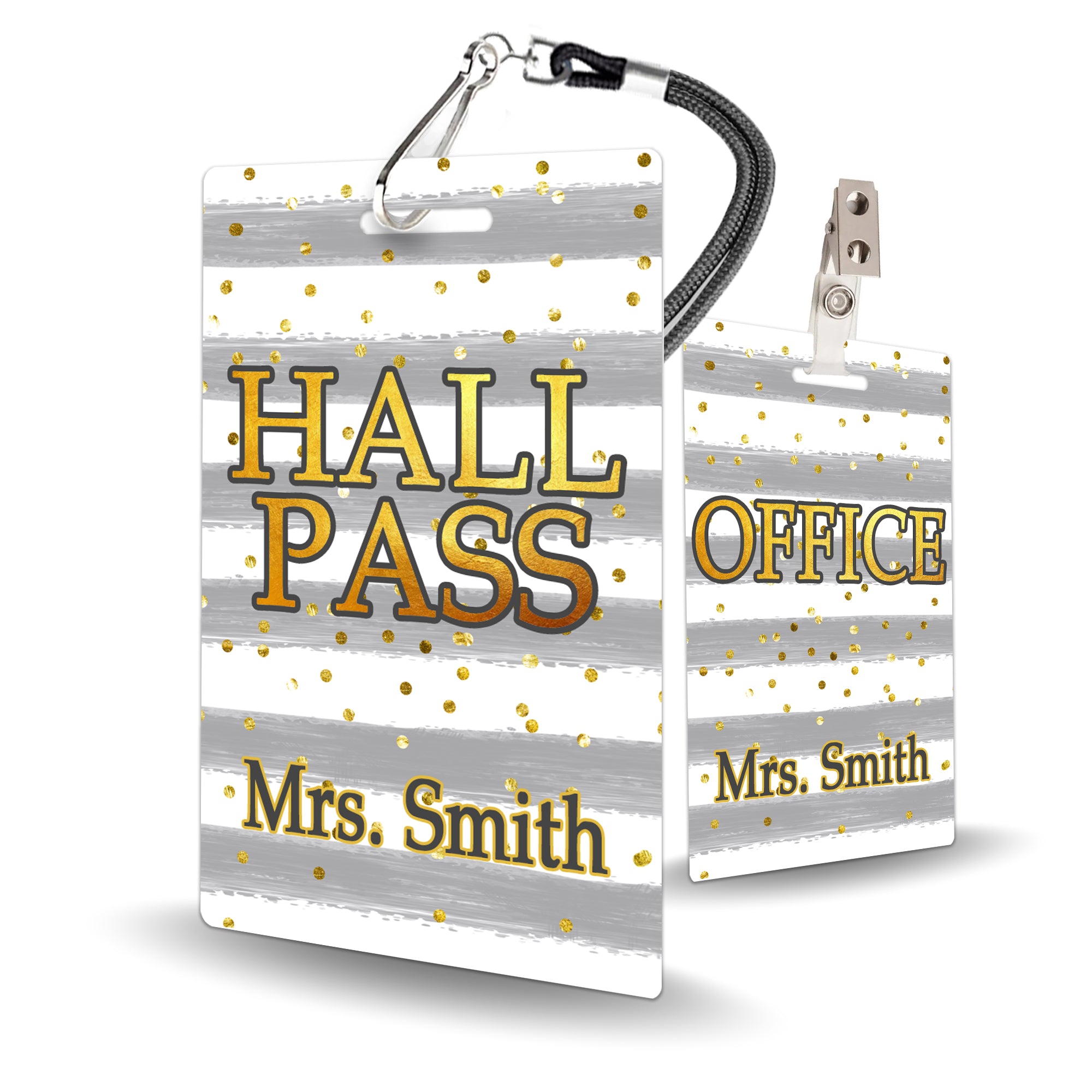 Grey Stripes Theme Classroom Hall Pass Set of 10