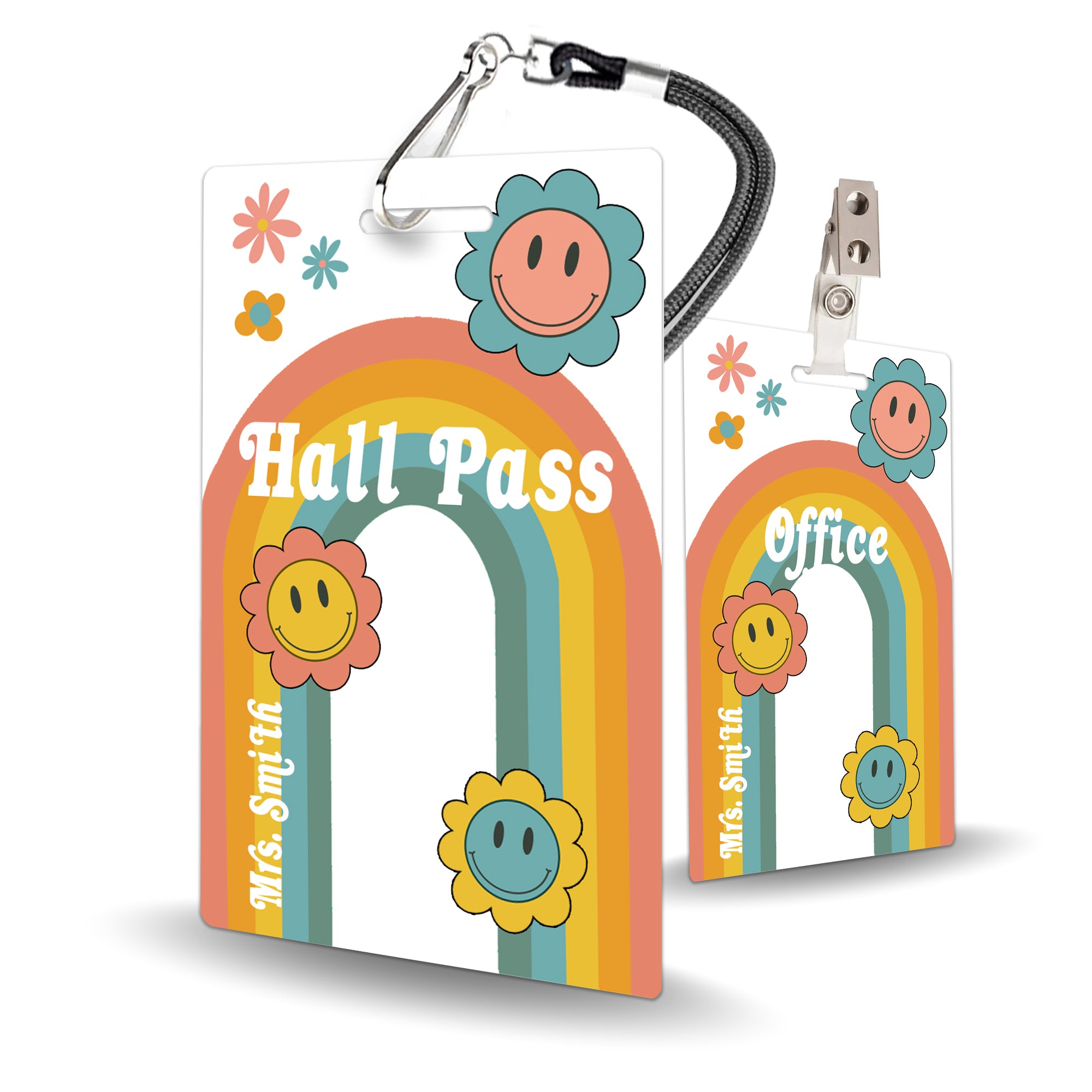 Groovy Smiles Theme Classroom Hall Pass Set of 10