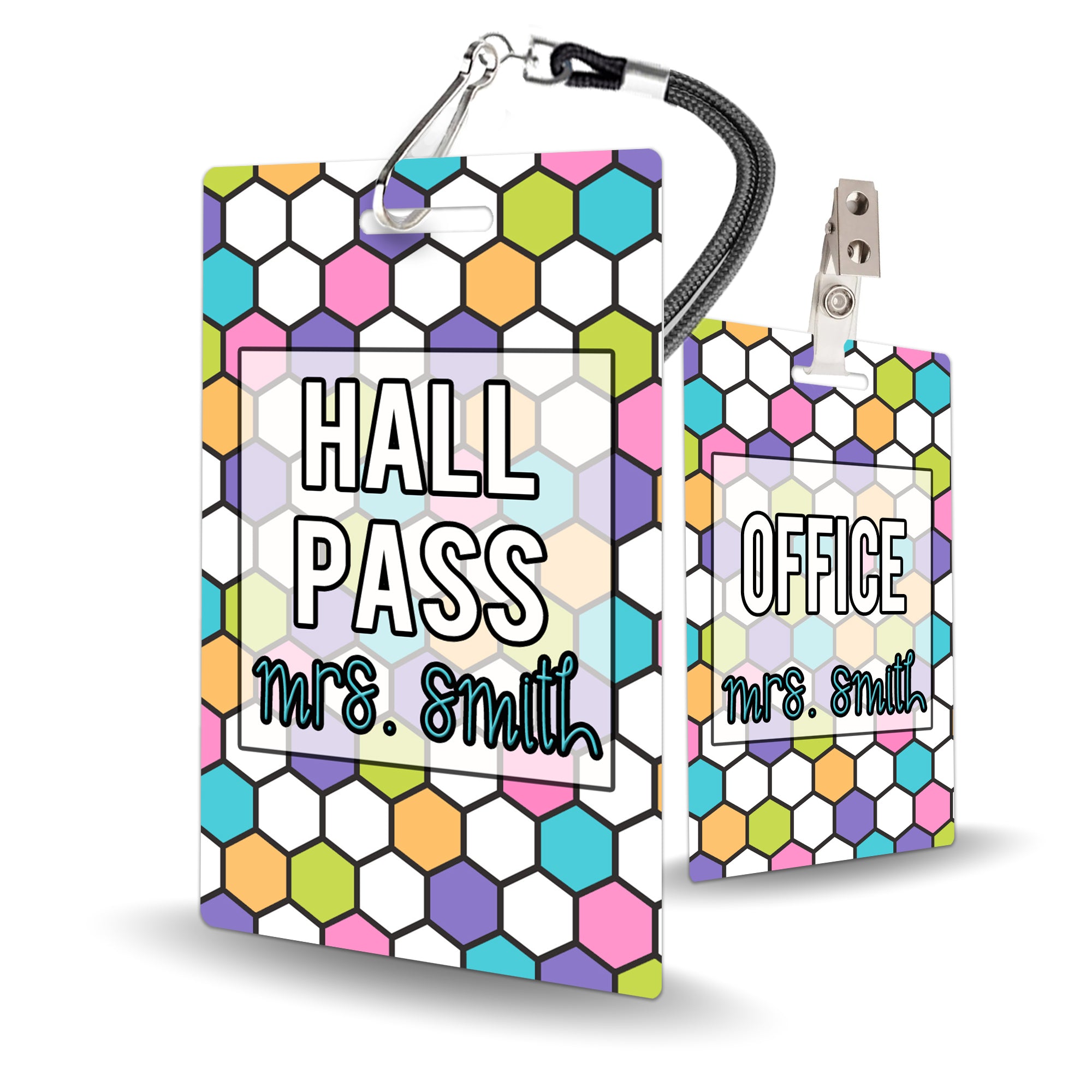 Hexagon Theme Classroom Hall Pass Set of 10