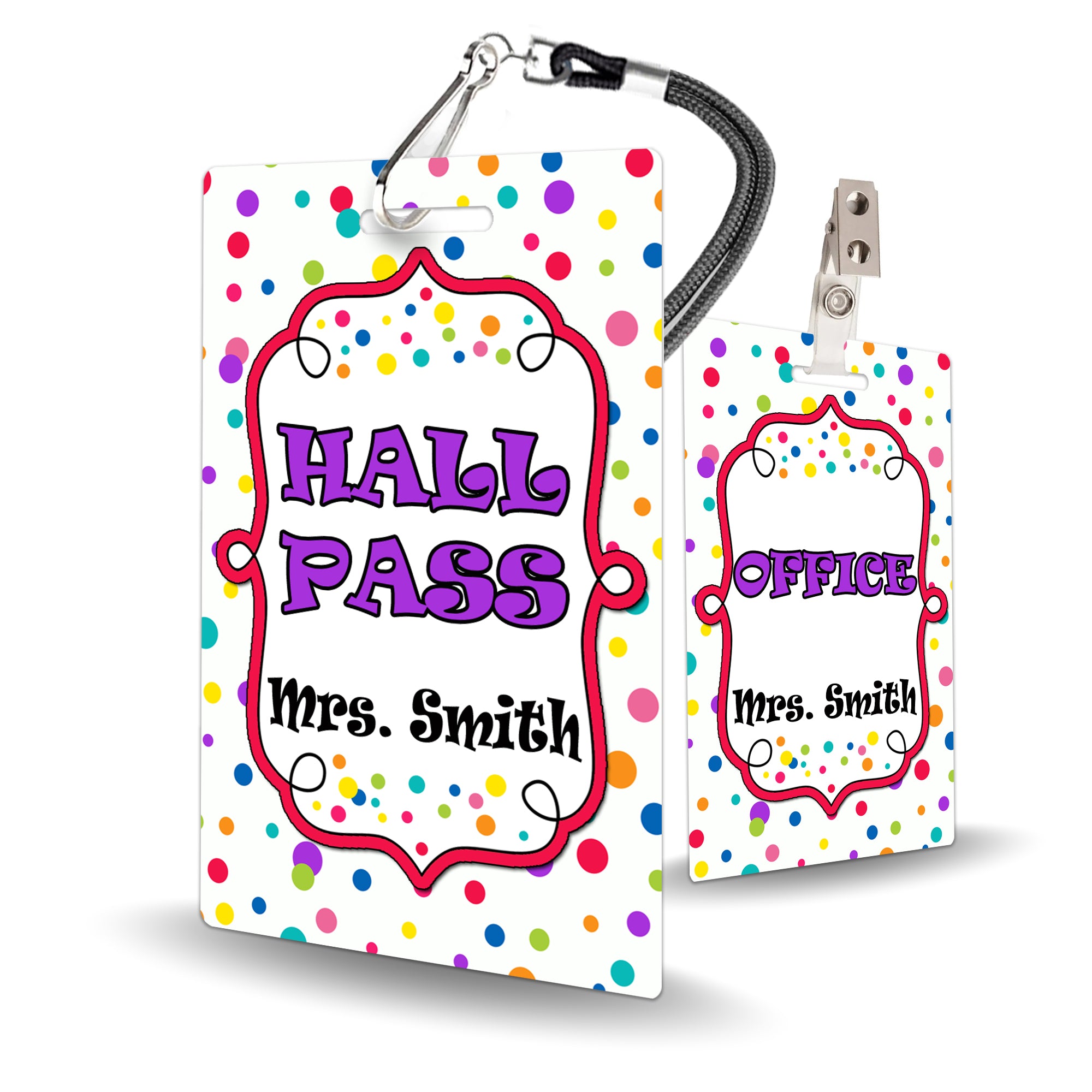 Lots of Dots Theme Classroom Hall Pass Set of 10