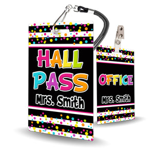 Neon Dots Theme Classroom Hall Pass Set of 10