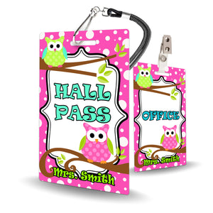 Owl Theme Classroom Hall Pass Set of 10