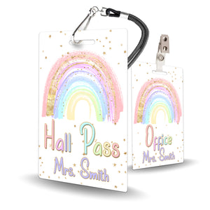 Pastel Rainbow Theme Classroom Hall Pass Set of 10
