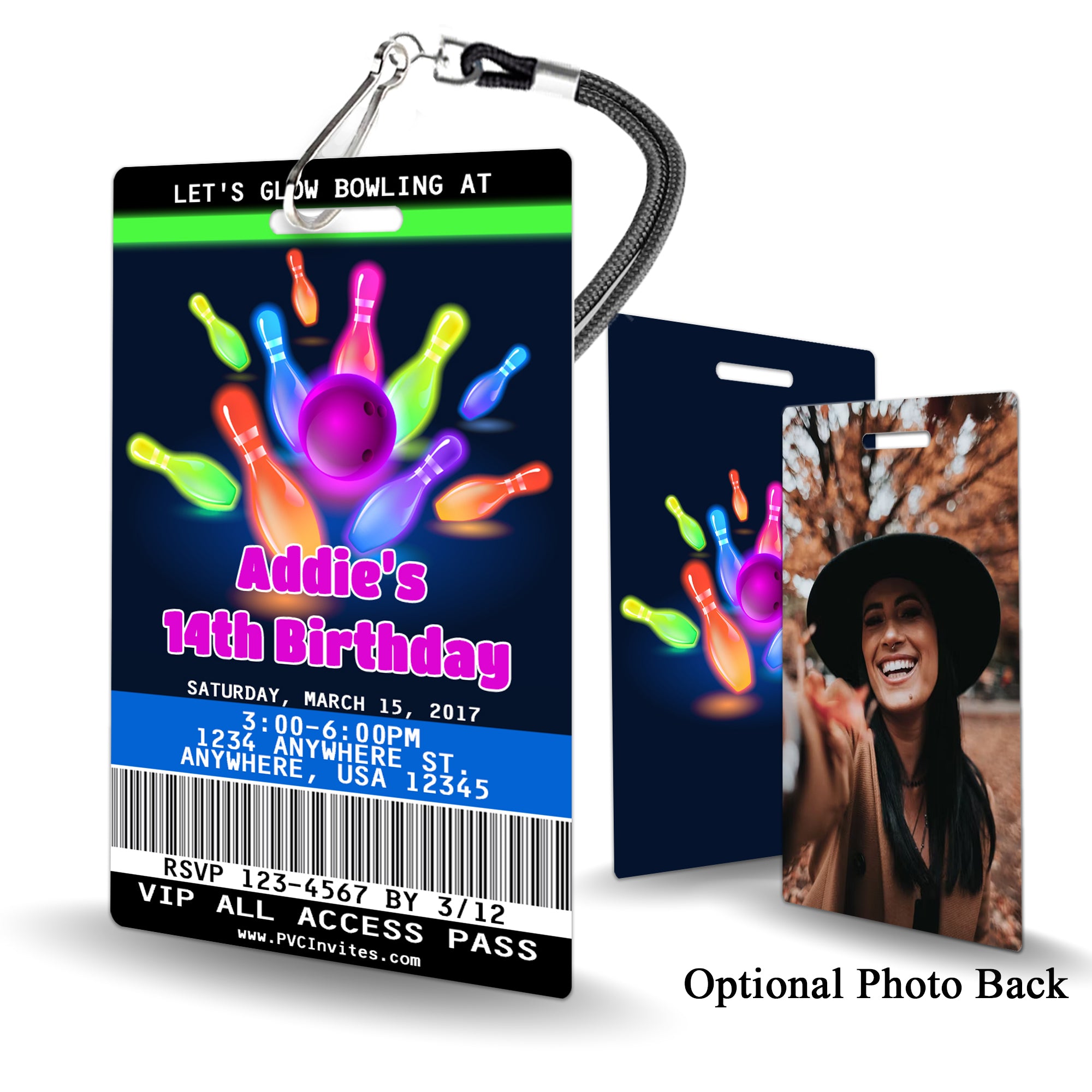 Bowling Glow Birthday Invitation