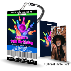 Bowling Glow Birthday Invitation