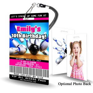 Bowling Pink Birthday Invitation