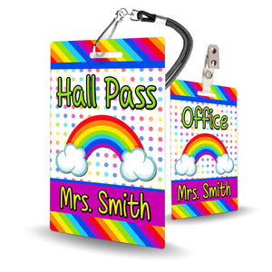 Rainbow (v3) Theme Classroom Hall Pass Set of 10