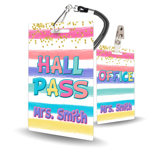 Rainbow Stripes Theme Classroom Hall Pass Set of 10