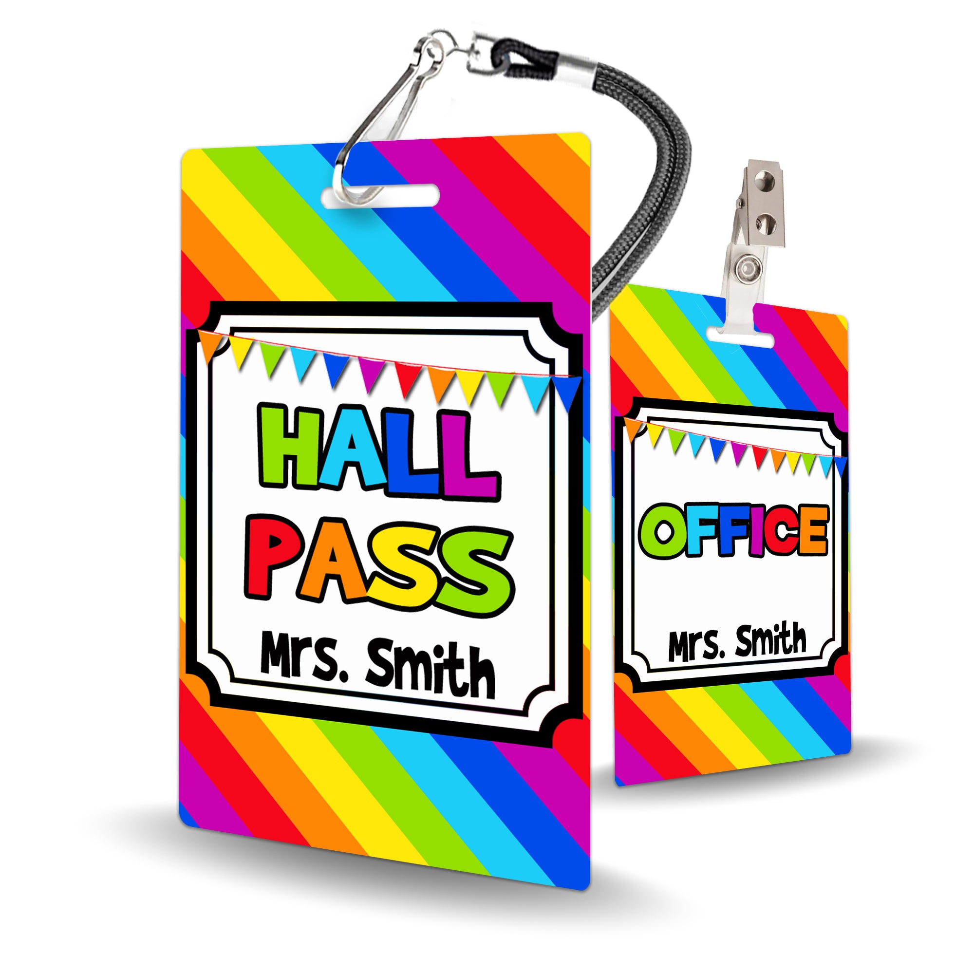 Rainbows Theme Classroom Hall Pass Set of 10
