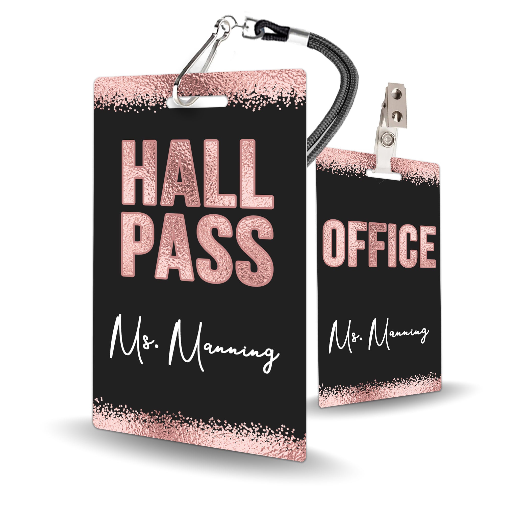 Rose Gold Theme Classroom Hall Pass Set of 10