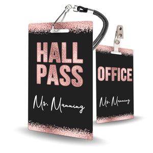 Rose Gold Theme Classroom Hall Pass Set of 10