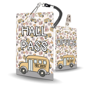 School Bus Theme Classroom Hall Pass Set of 10