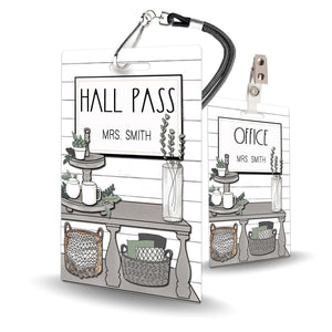 Shabby Chic Theme Classroom Hall Pass Set of 10