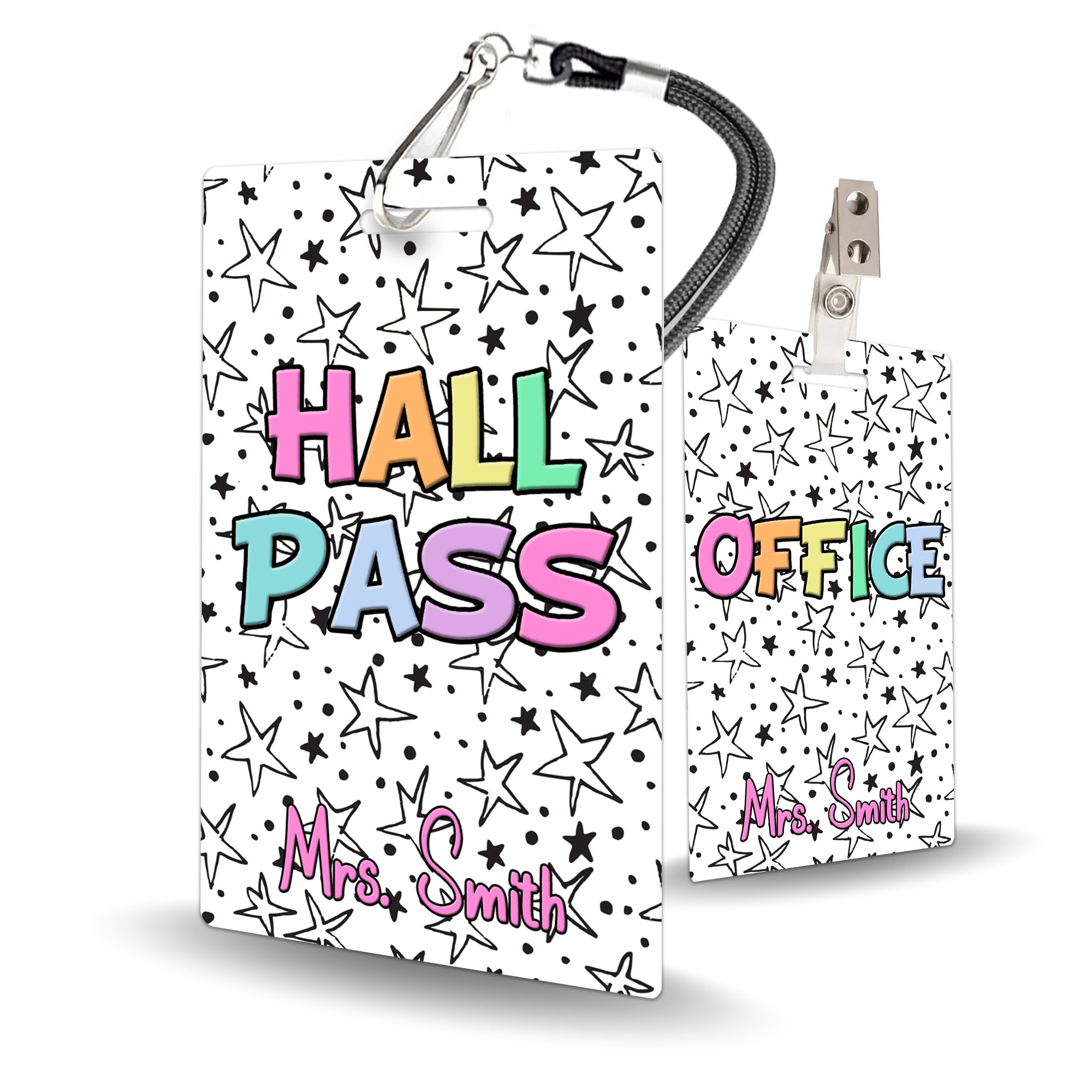 Stars Rainbow Theme Classroom Hall Pass Set of 10