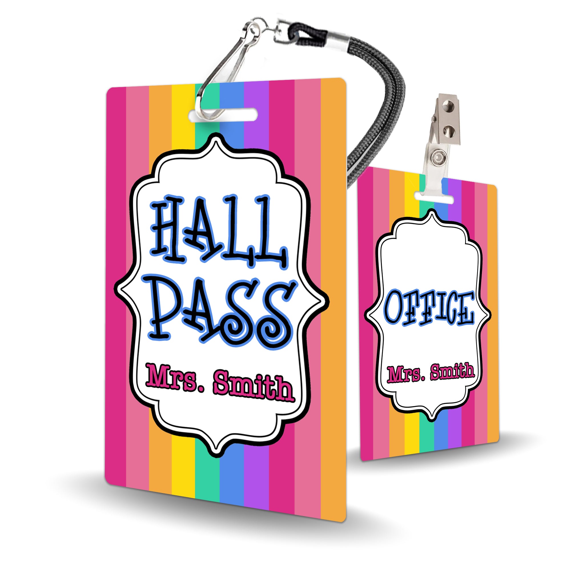 Stripes Theme Classroom Hall Pass Set of 10