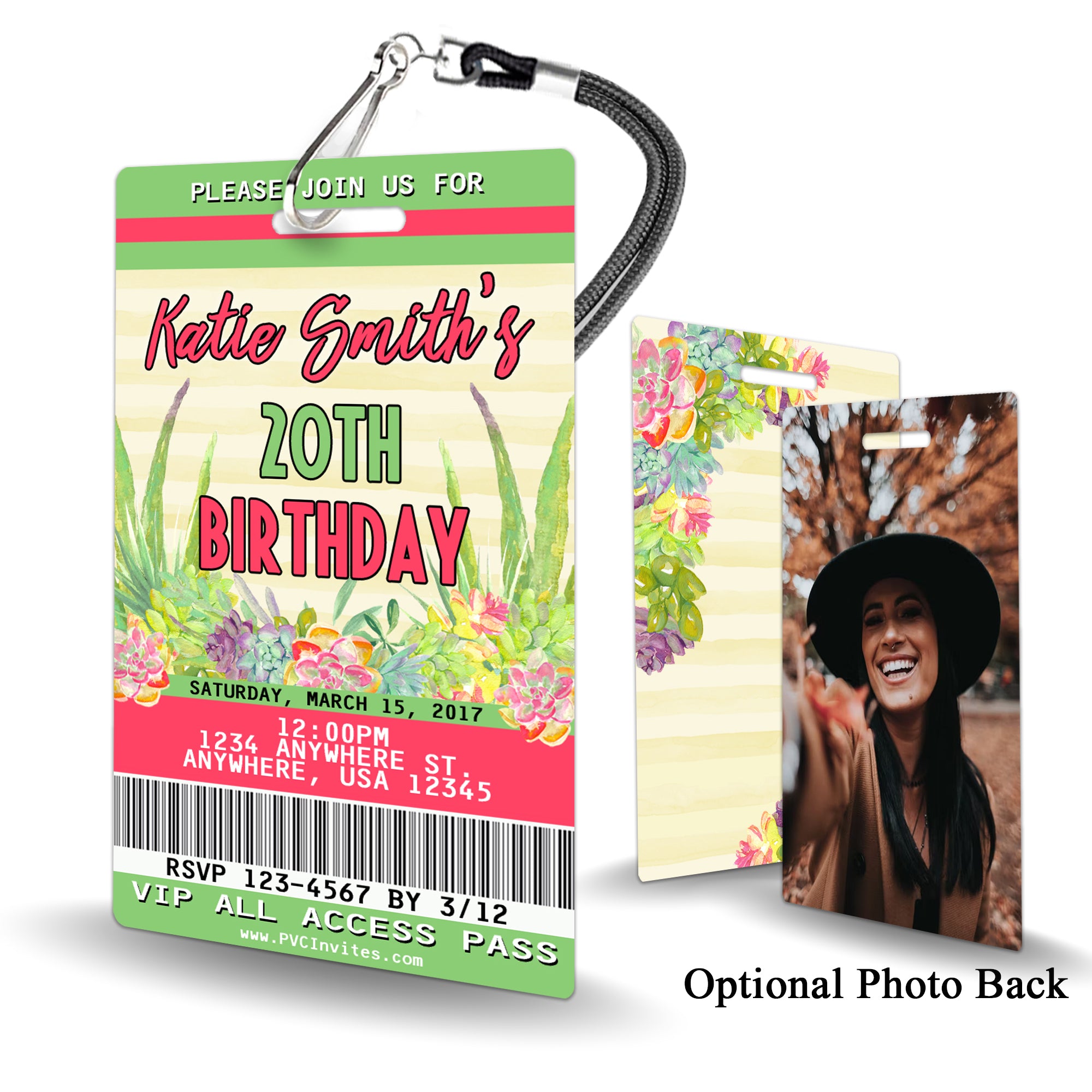 succulent birthday invitations Succulents Birthday Invitations - PVC Invites