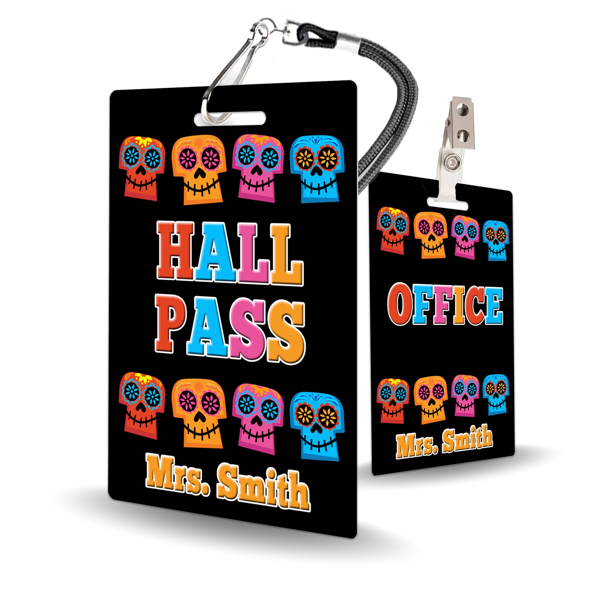 Sugar Skulls Theme Classroom Hall Pass Set of 10
