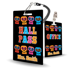 Sugar Skulls Theme Classroom Hall Pass Set of 10