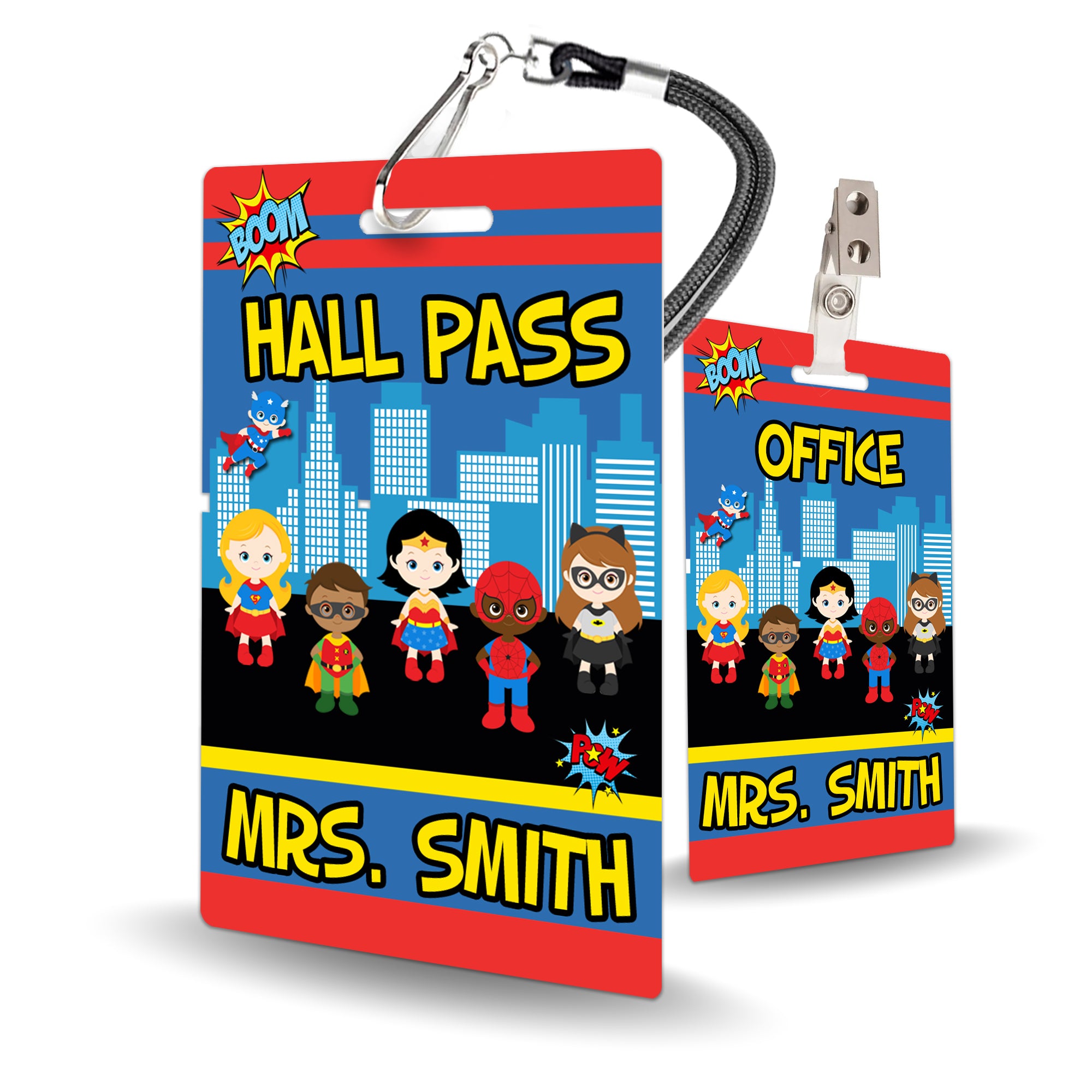 Superhero Theme Classroom Hall Pass Set of 10