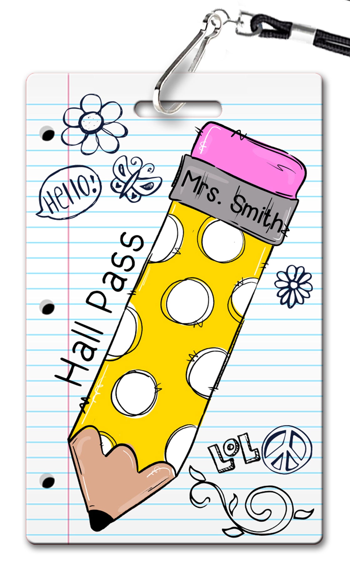 Pencil Doodles Hall Passes (Set of 10)