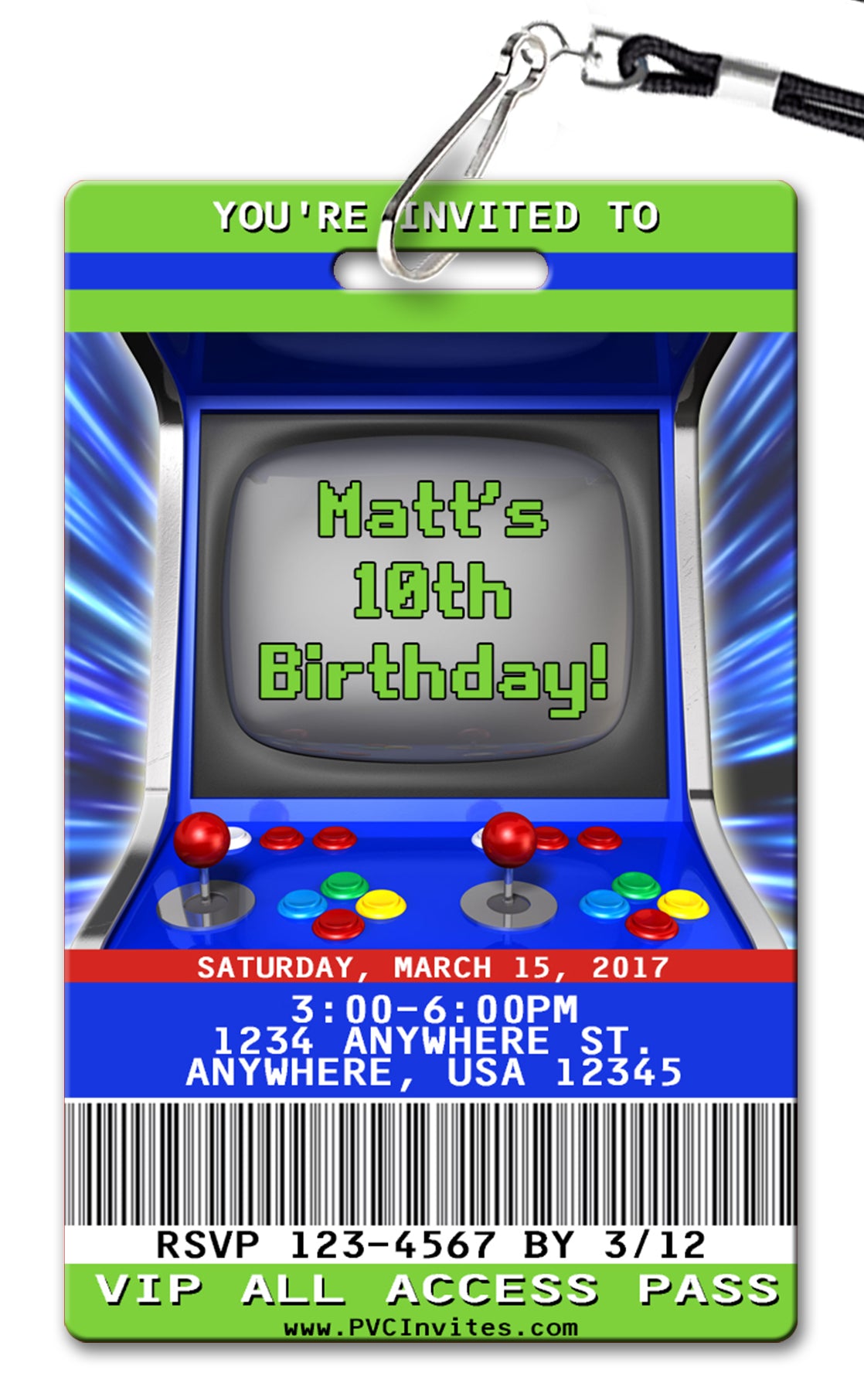 Arcade Birthday Invitation