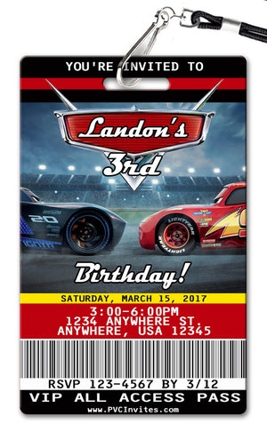 Cars 3 Movie Birthday Invitation