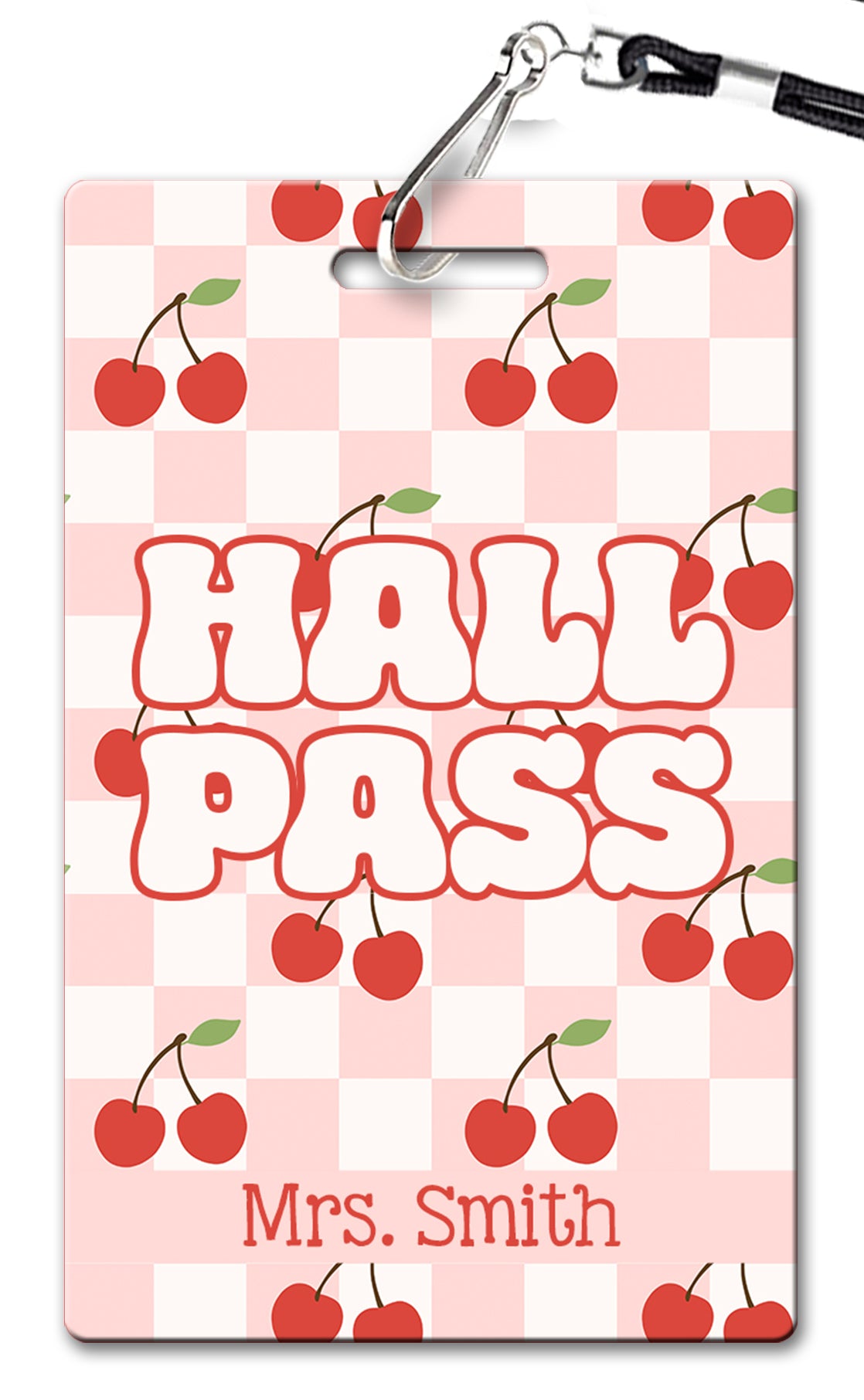 Cherry Pink Plaid Hall Passes (Set of 10)