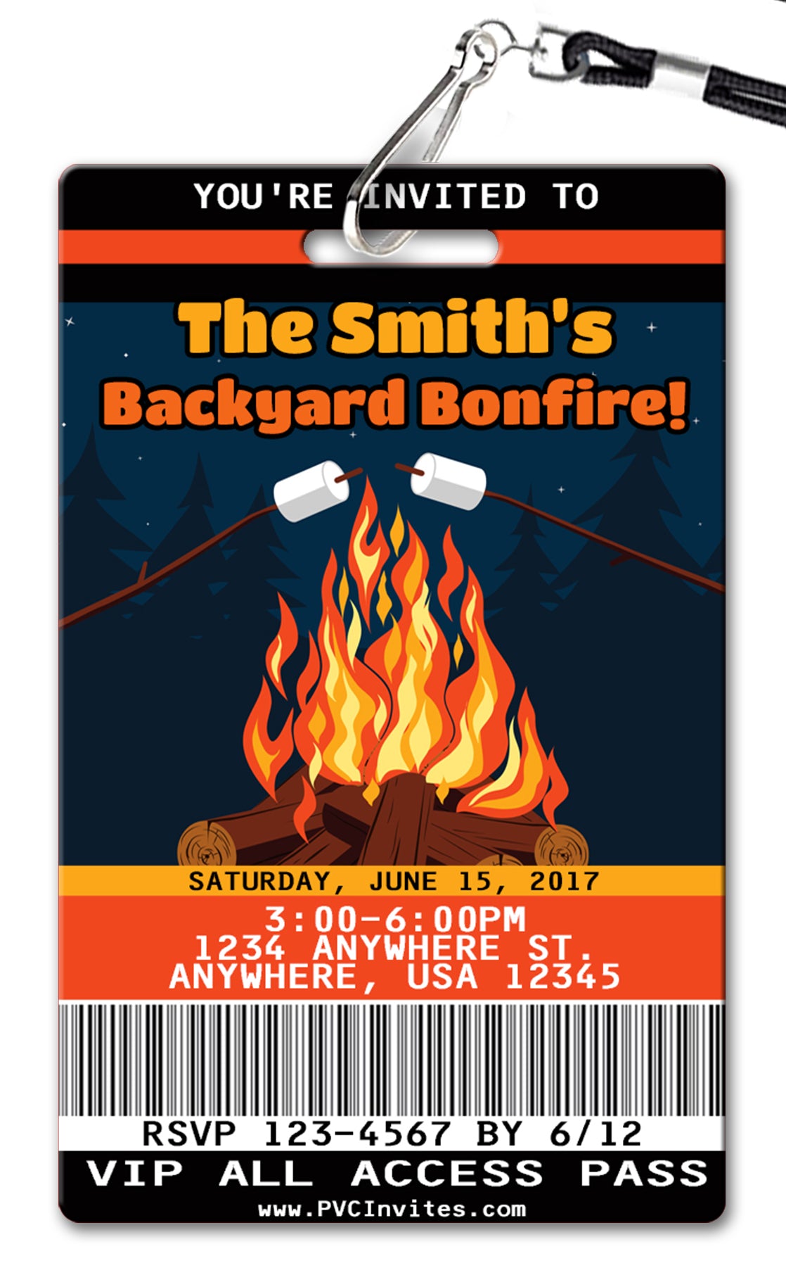Backyard Bonfire Birthday Invitation