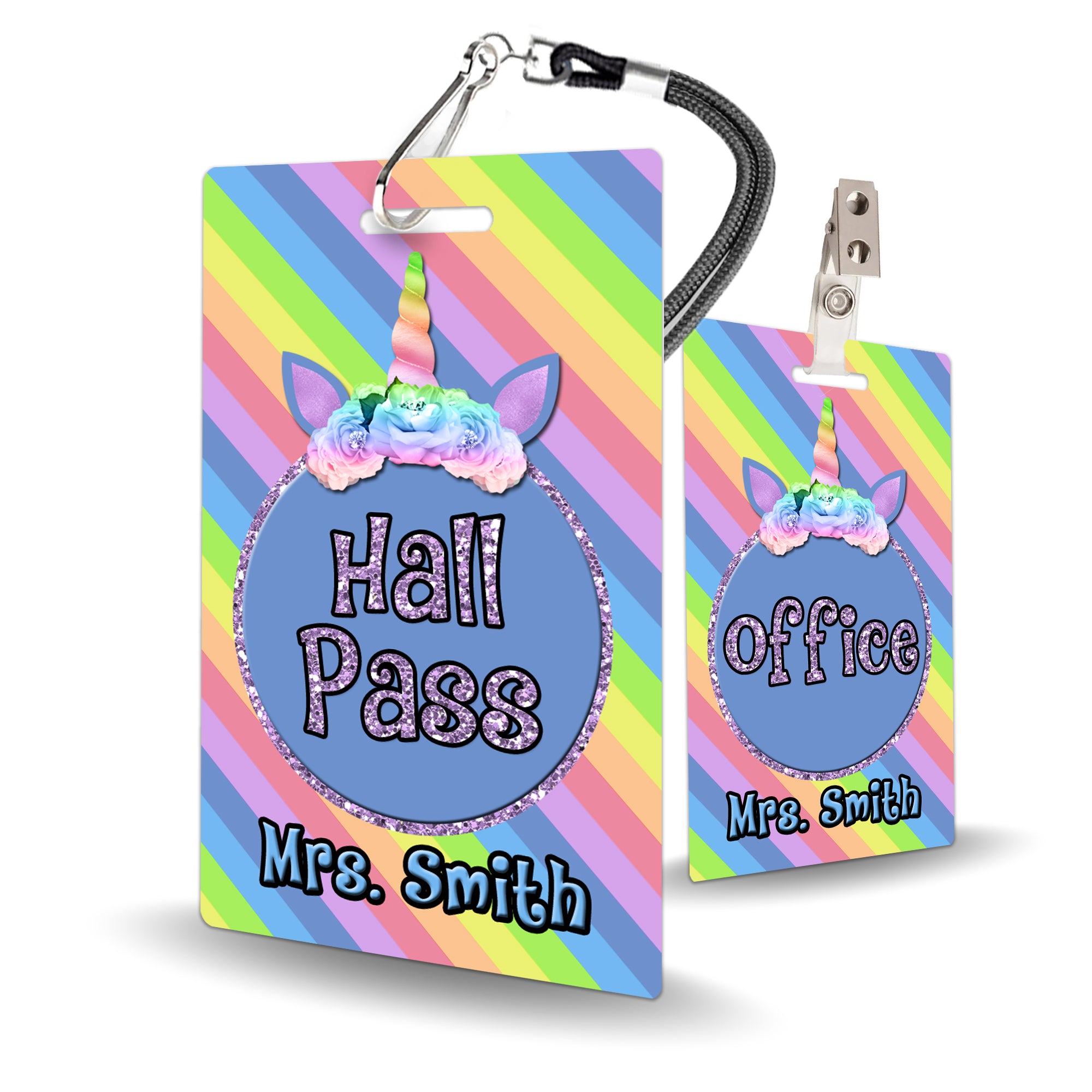 Unicorn Theme Classroom Hall Pass Set of 10