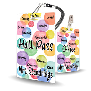 Watercolor Words Theme Classroom Hall Pass Set of 10