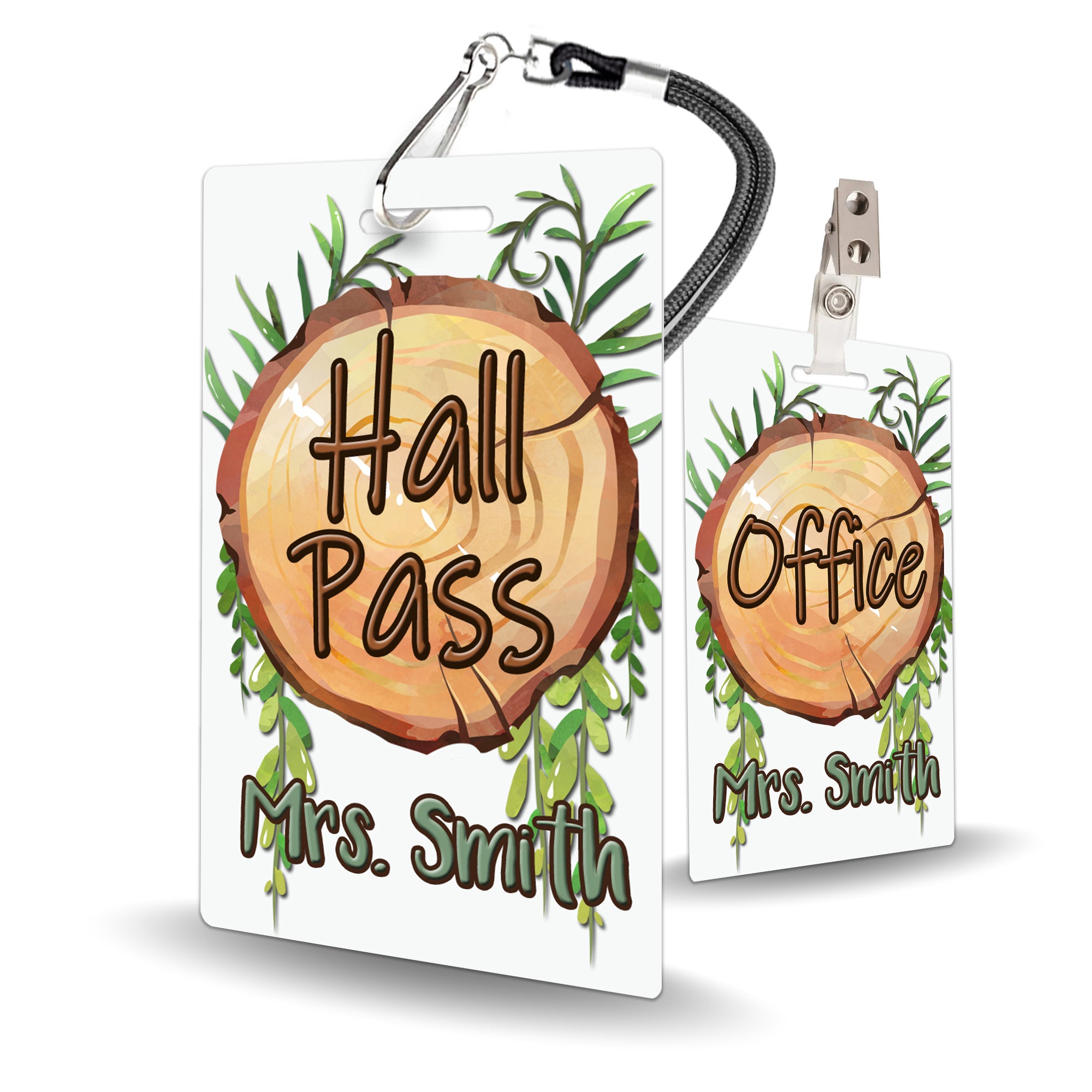 Wood Slice Theme Classroom Hall Pass Set of 10