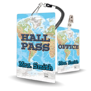 World Map Theme Classroom Hall Pass Set of 10