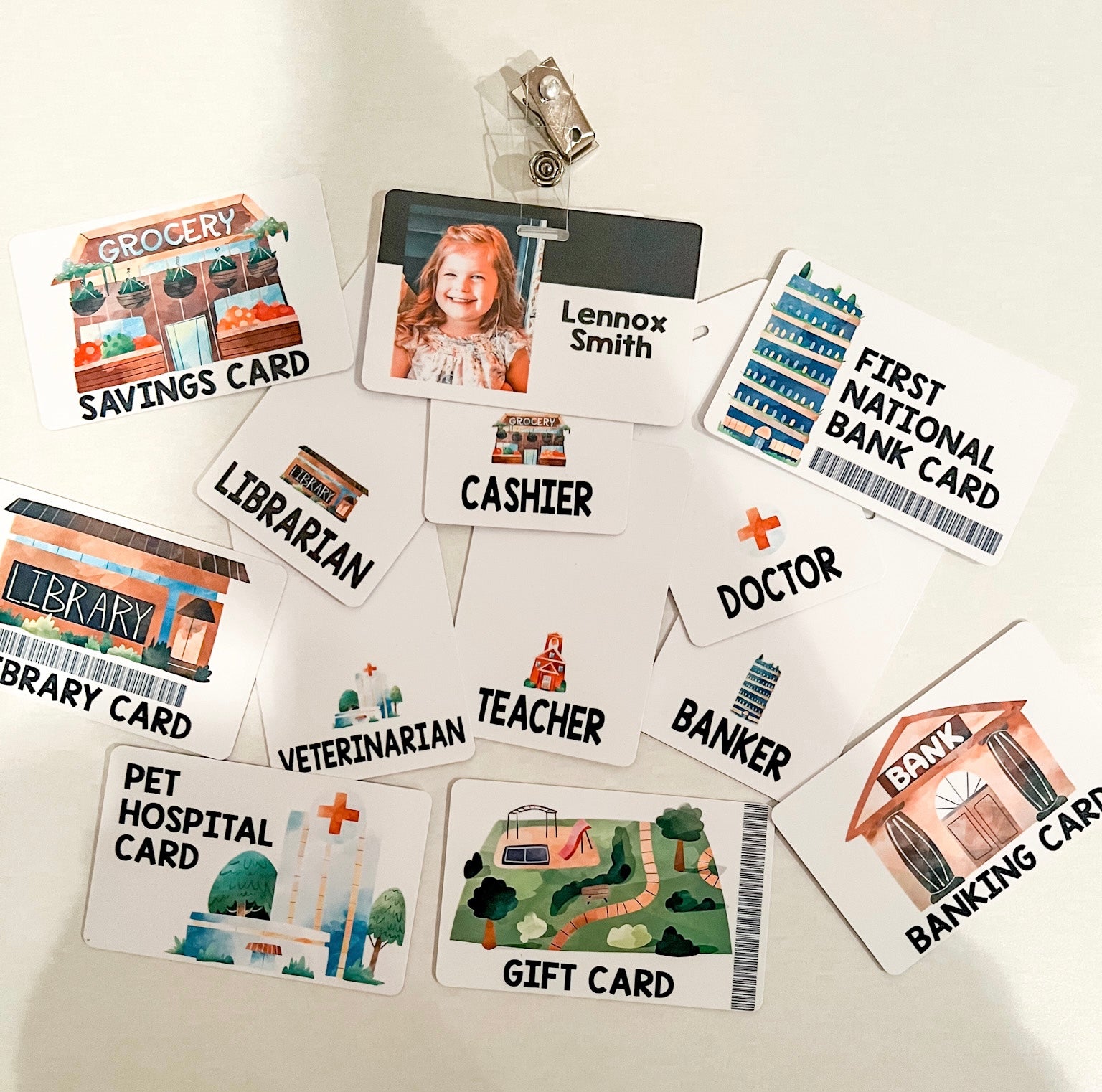 BUNDLE Dramatic Play Wallet and Occupation Badge Sets (13 Cards)