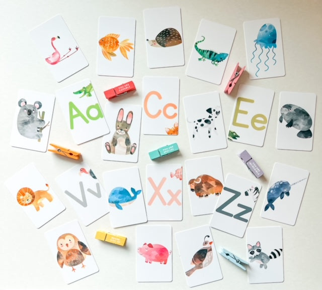 Watercolor Alphabet Flash Cards (26 Card Set)