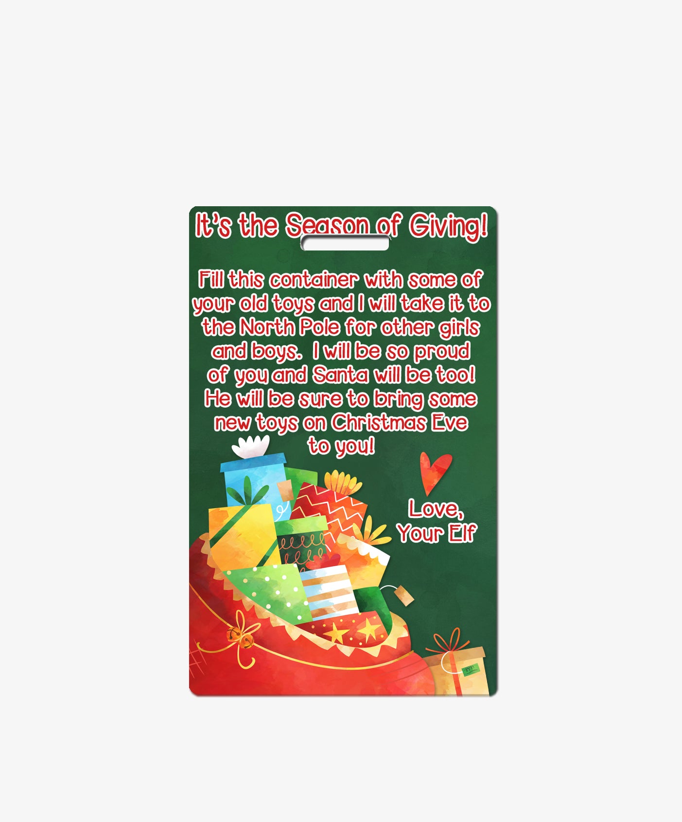 Christmas Elf Toy Donation Tag